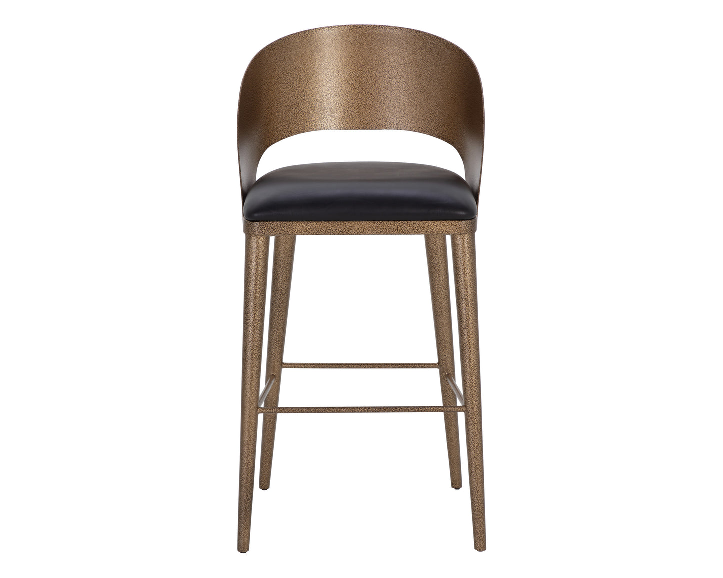 NAHLA DEZIRAE BARSTOOL - ANTIQUE BRASS - CHARCOAL BLACK LEATHER