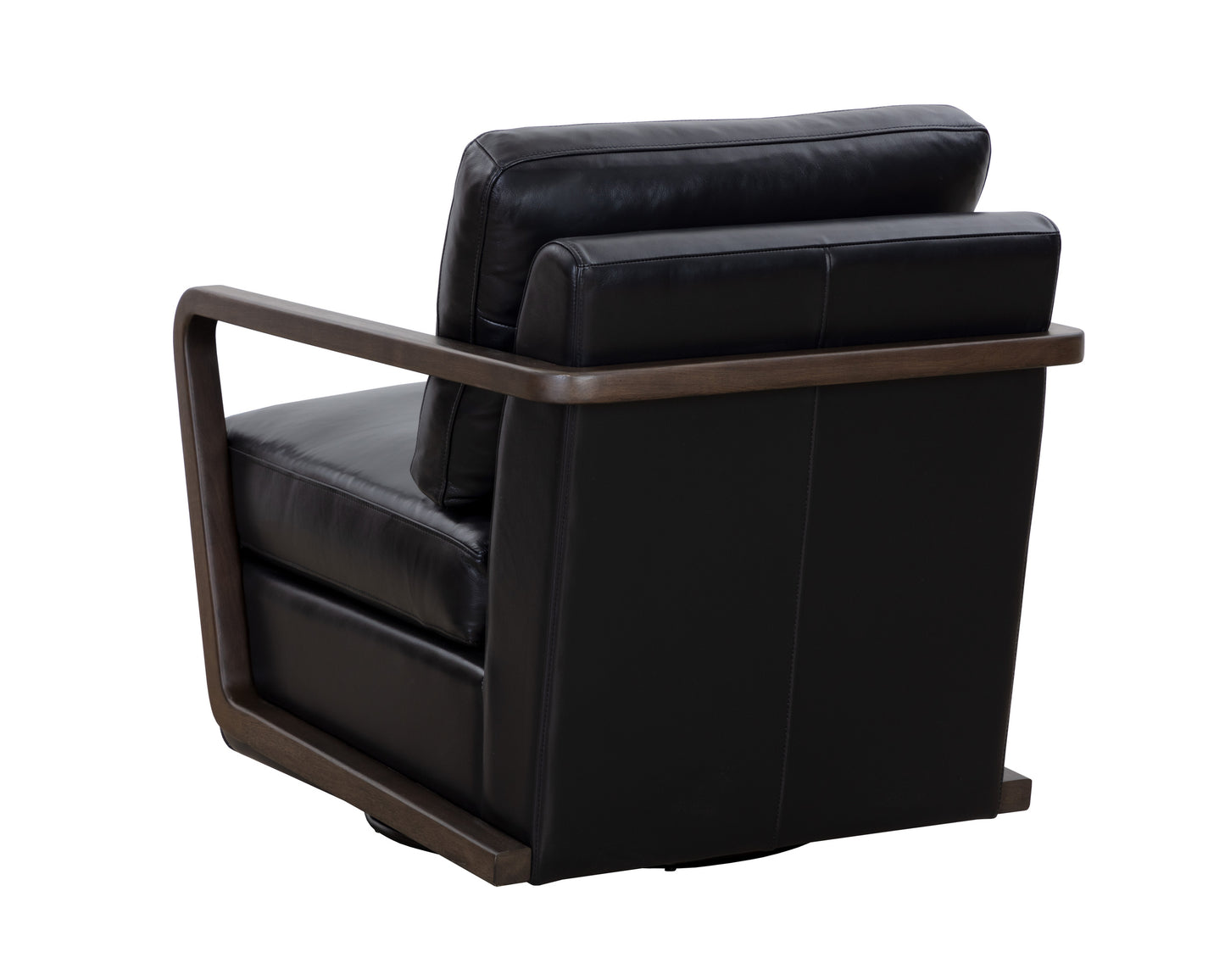 NAHLA CASTELL SWIVEL LOUNGE CHAIR - BROWN - CORTINA BLACK LEATHER