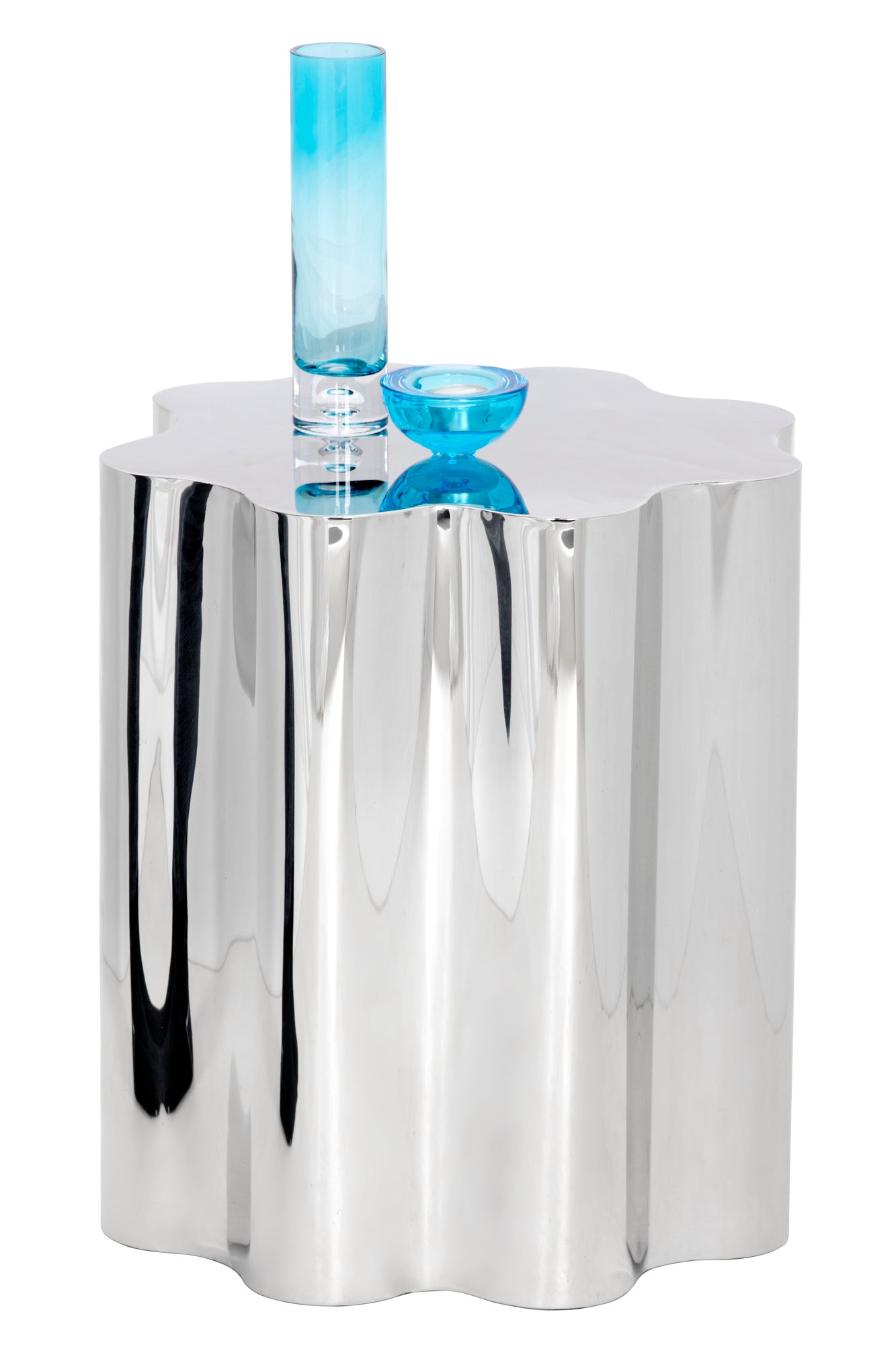 NAHLA DAHLIA END TABLE - STAINLESS STEEL