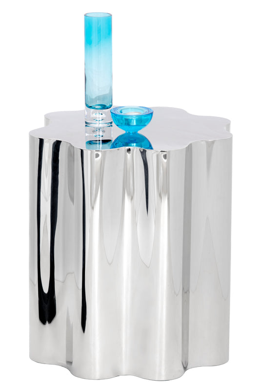 NAHLA DAHLIA END TABLE - STAINLESS STEEL