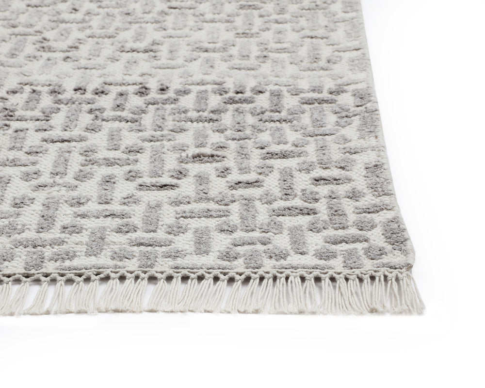 NAHLA INGRID HAND-KNOTTED RUG - GREY / IVORY - 5' X 8'
