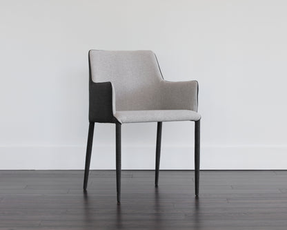 NAHLA RENEE DINING ARMCHAIR - ARMOUR GREY / DARK SLATE