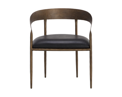 NAHLA ZANATTA DINING ARMCHAIR - CHARCOAL BLACK LEATHER