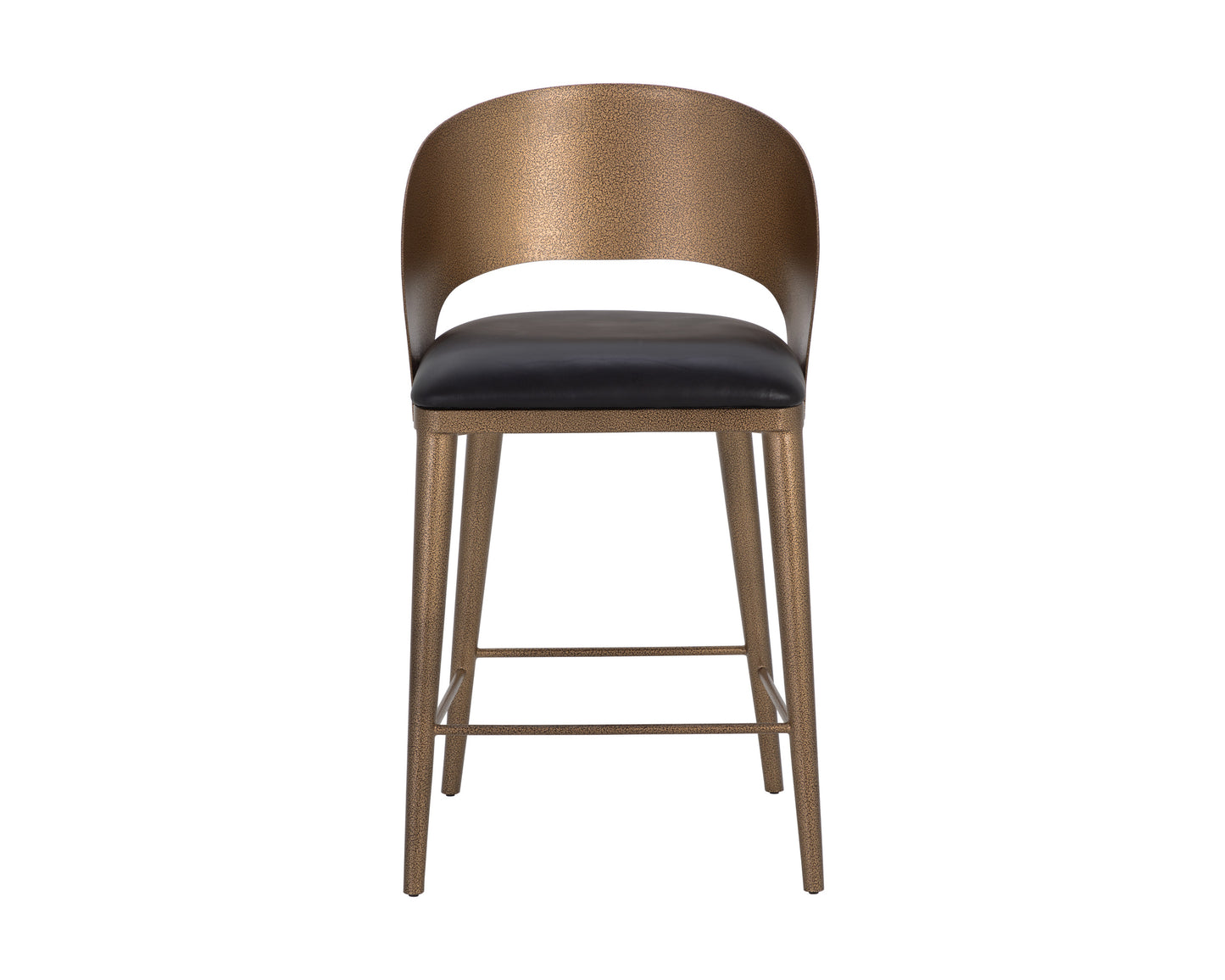 NAHLA DEZIRAE COUNTER STOOL - ANTIQUE BRASS - CHARCOAL BLACK LEATHER