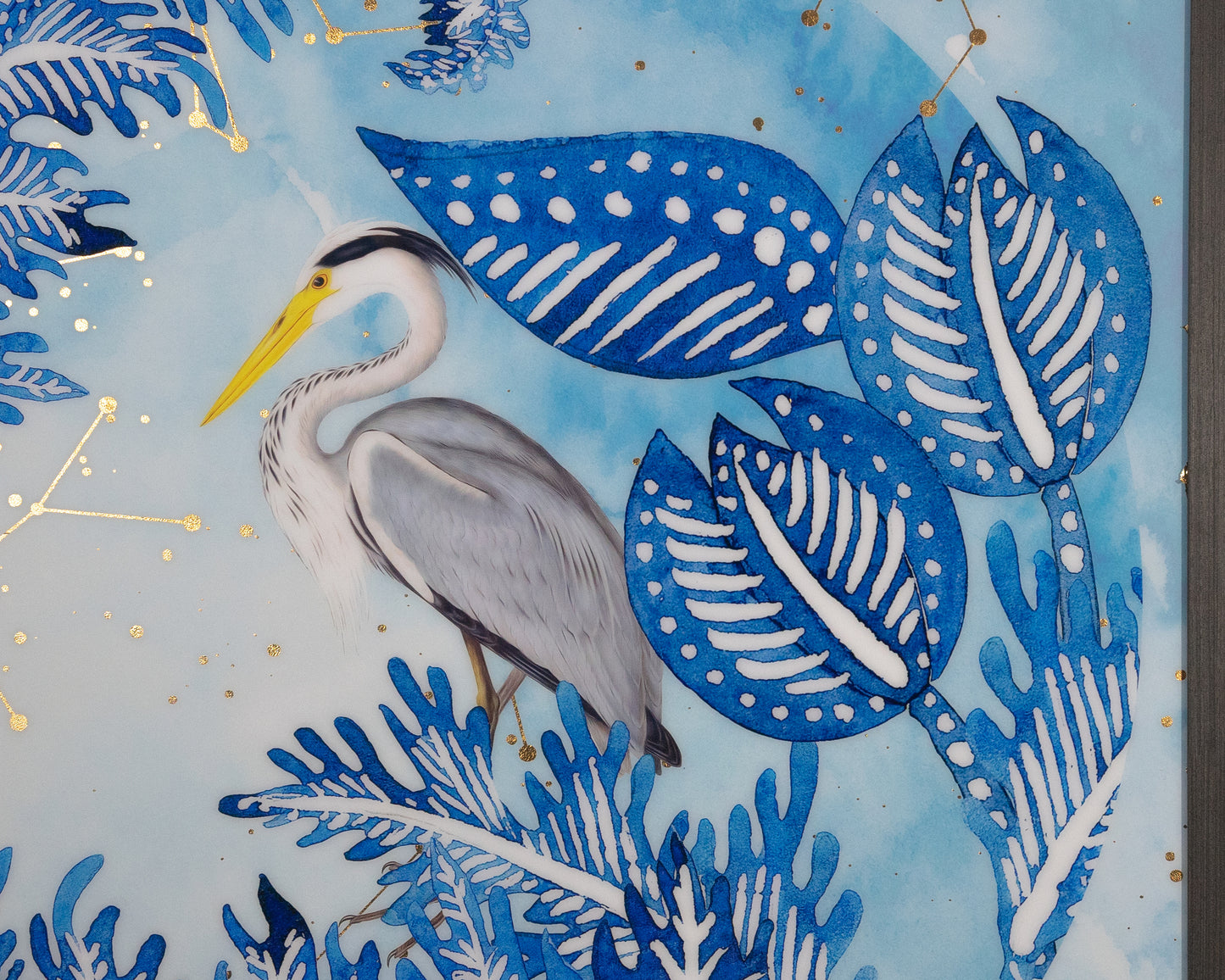 NAHLA BLUE HERON - 48" X 48" - CHARCOAL FRAME