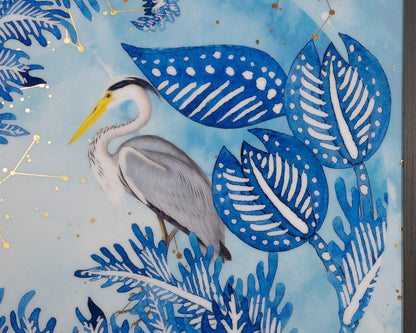 NAHLA BLUE HERON - 48" X 48" - CHARCOAL FRAME