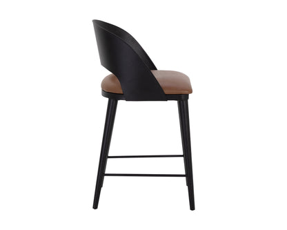NAHLA DEZIRAE COUNTER STOOL - BLACK - COGNAC LEATHER