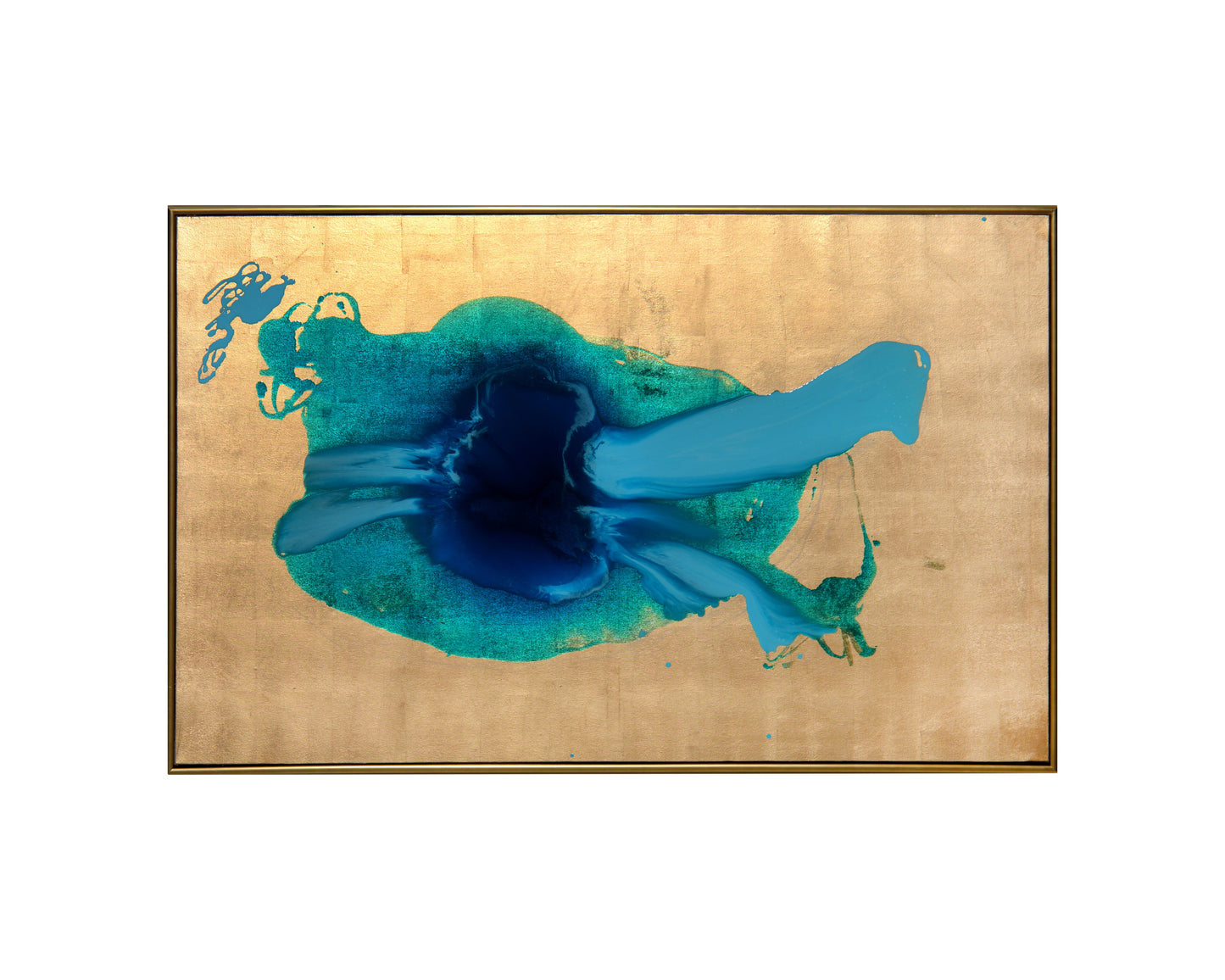 NAHLA INK SPILL - 60" X 40" - GOLD FLOATER FRAME
