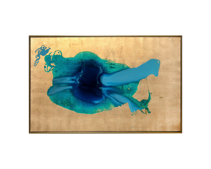NAHLA INK SPILL - 60" X 40" - GOLD FLOATER FRAME