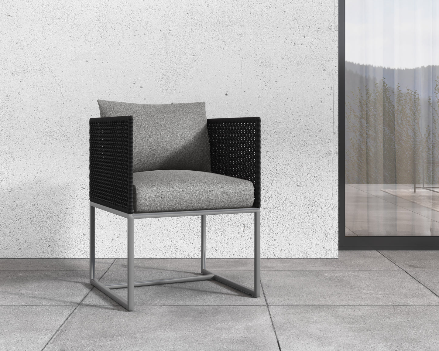 NAHLA CRETE DINING ARMCHAIR - DARK GREY - GRACEBAY GREY