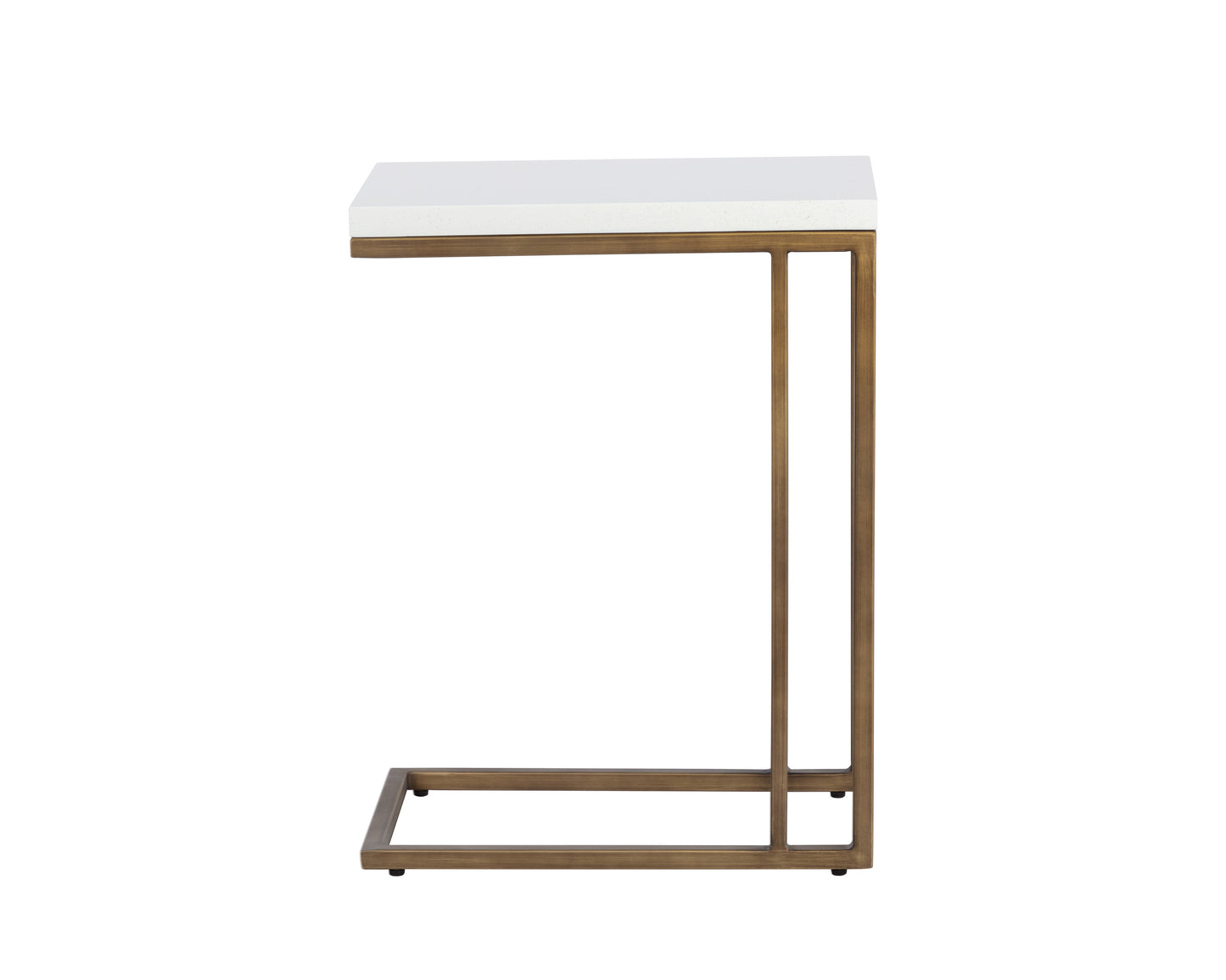 NAHLA SAWYER END TABLE - ANTIQUE BRASS - WHITE