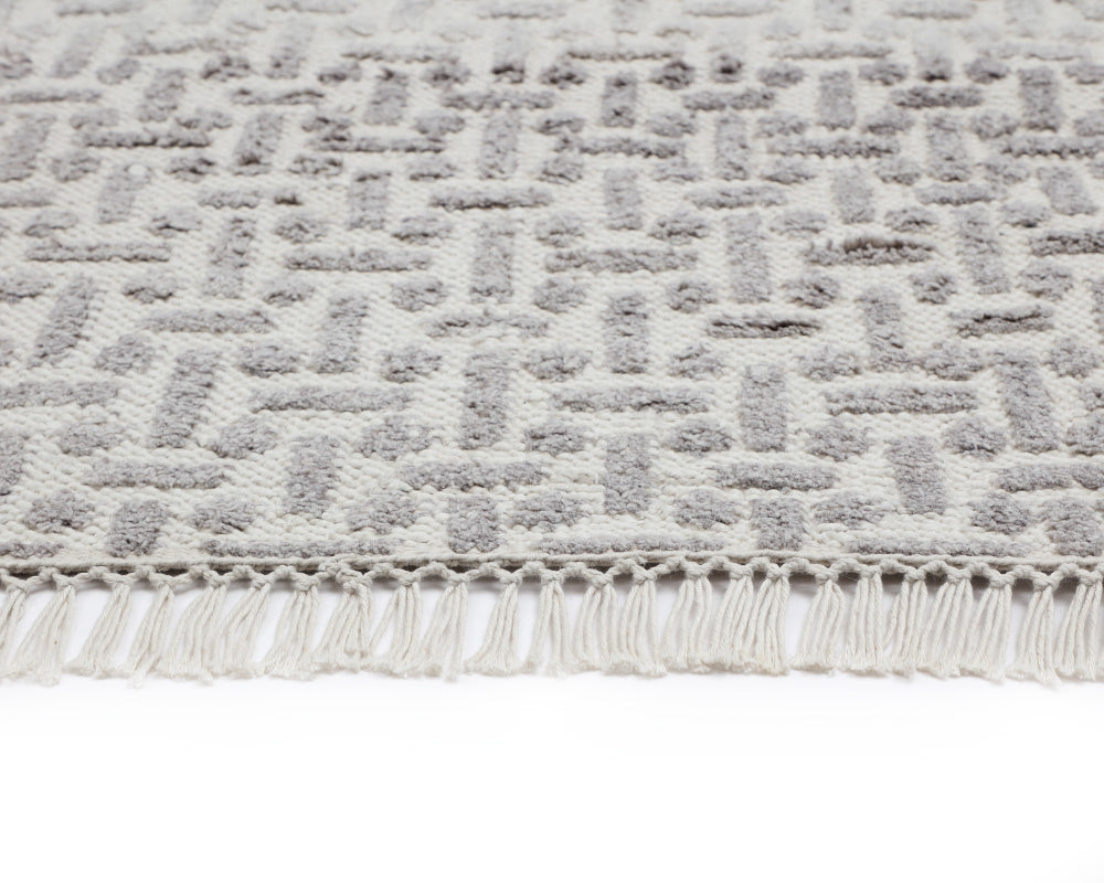 NAHLA INGRID HAND-KNOTTED RUG - GREY / IVORY - 5' X 8'