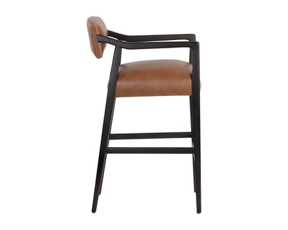 NAHLA KEAGAN BARSTOOL - SHALIMAR TOBACCO LEATHER