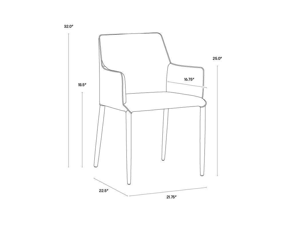 NAHLA RENEE DINING ARMCHAIR - ARMOUR GREY / DARK SLATE