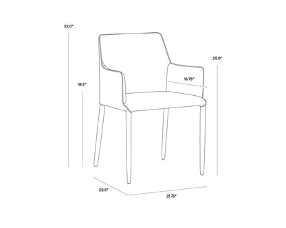NAHLA RENEE DINING ARMCHAIR - ARMOUR GREY / DARK SLATE
