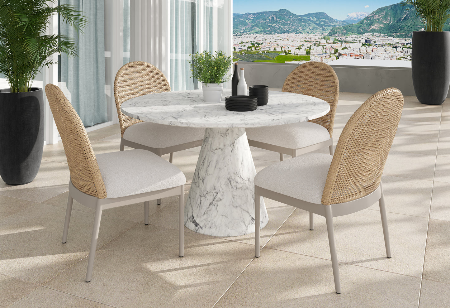 NAHLA CALANDRI DINING CHAIR - GREIGE - LOUIS CREAM