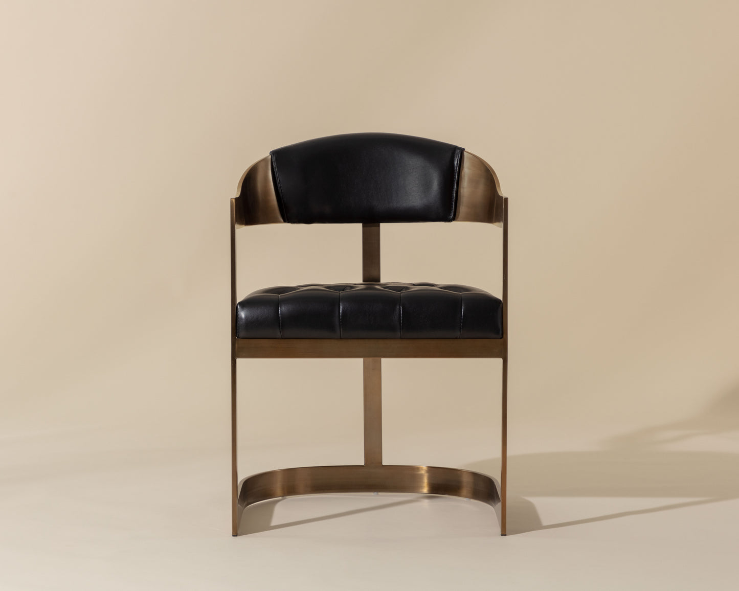 NAHLA BEAUMONT DINING ARMCHAIR - ANTIQUE BRASS - CANTINA BLACK