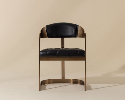 NAHLA BEAUMONT DINING ARMCHAIR - ANTIQUE BRASS - CANTINA BLACK