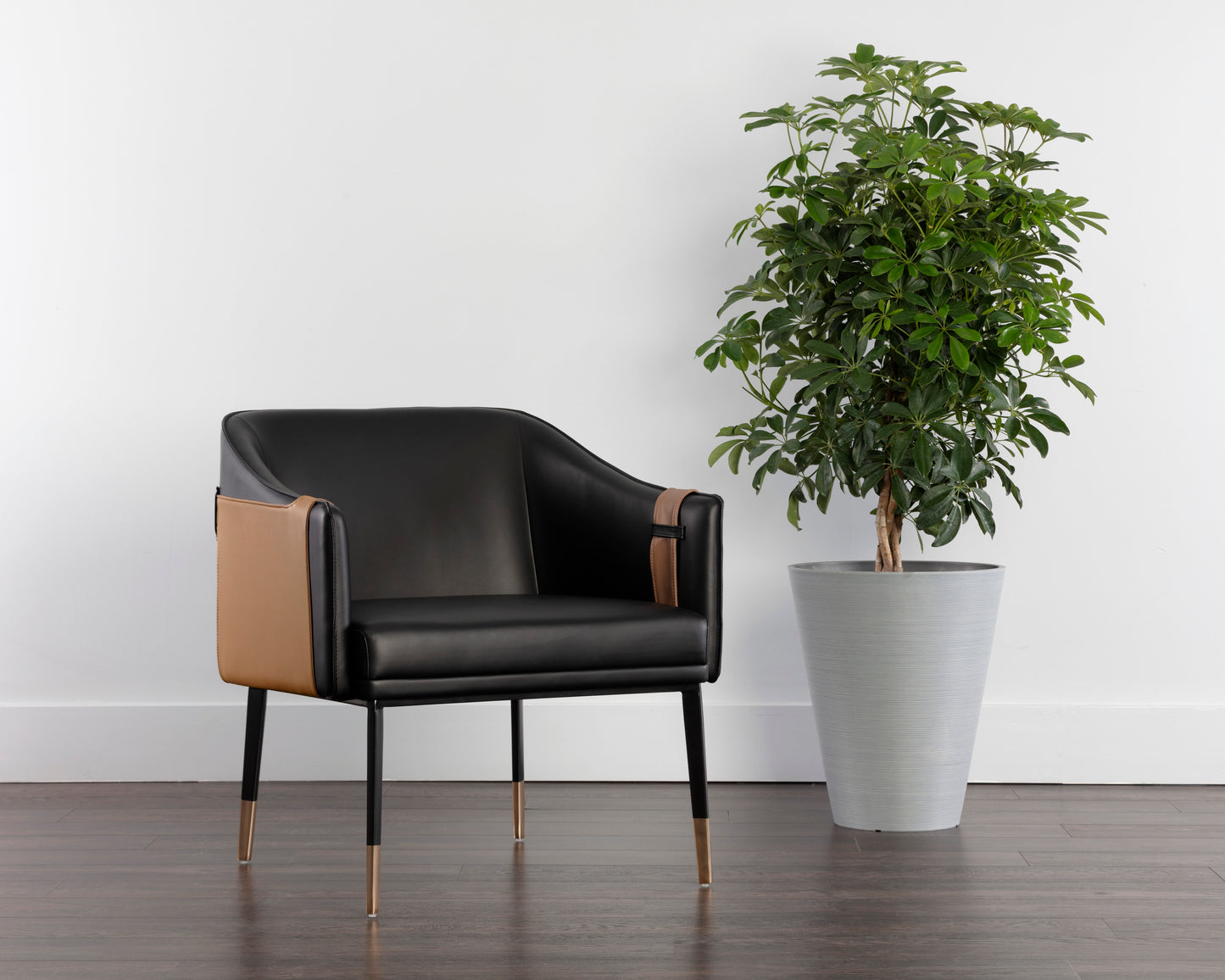 NAHLA CARTER LOUNGE CHAIR - NAPA BLACK / NAPA COGNAC