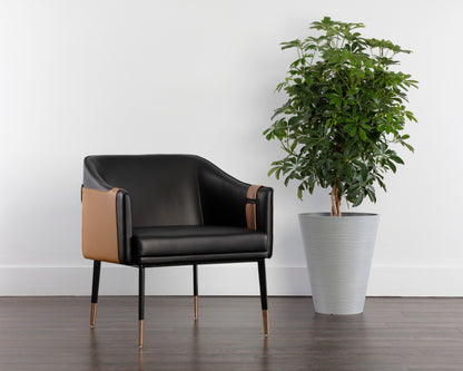 NAHLA CARTER LOUNGE CHAIR - NAPA BLACK / NAPA COGNAC