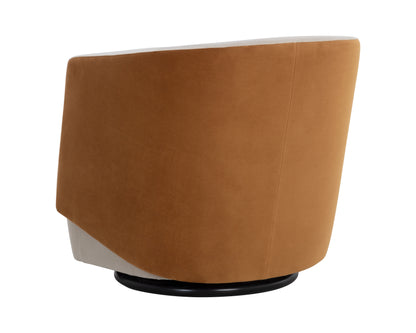 NAHLA SARINA SWIVEL LOUNGE CHAIR - MEG TAUPE / MEG GOLD
