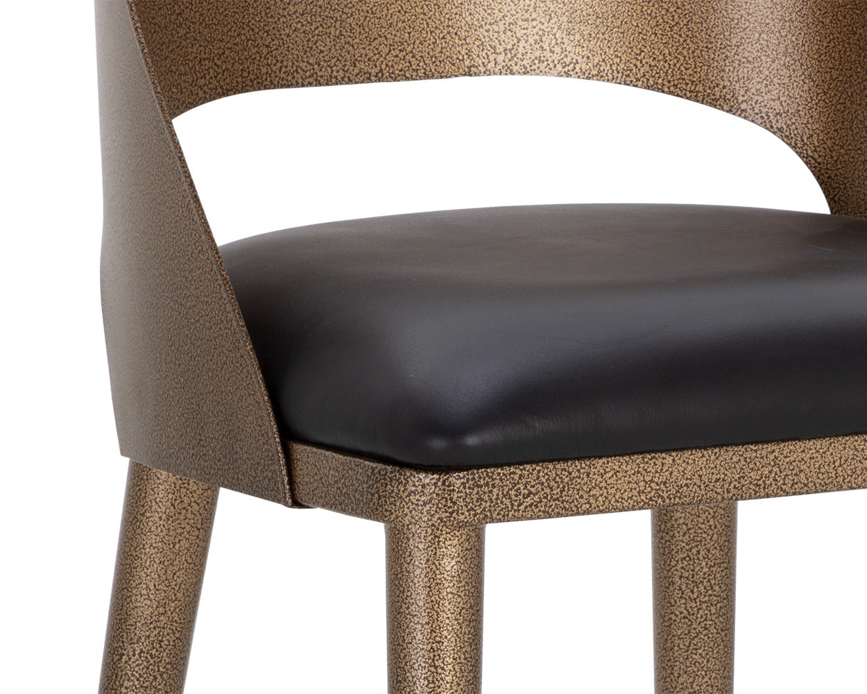NAHLA DEZIRAE BARSTOOL - ANTIQUE BRASS - CHARCOAL BLACK LEATHER