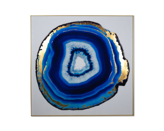 NAHLA BLUE AGATE - 48" X 48" - GOLD FRAME
