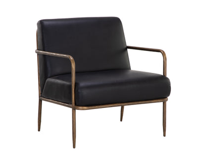 NAHLA LATHAN LOUNGE CHAIR - CHARCOAL BLACK LEATHER