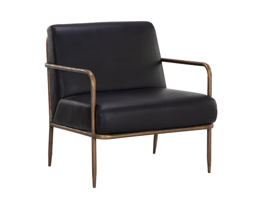NAHLA LATHAN LOUNGE CHAIR - CHARCOAL BLACK LEATHER