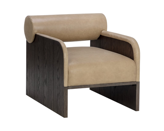 NAHLA COBURN LOUNGE CHAIR - DARK BROWN - SAHARA SAND LEATHER