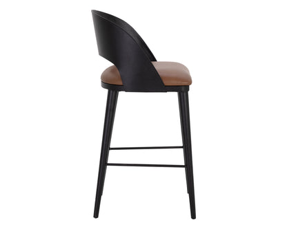 NAHLA DEZIRAE BARSTOOL - BLACK - COGNAC LEATHER