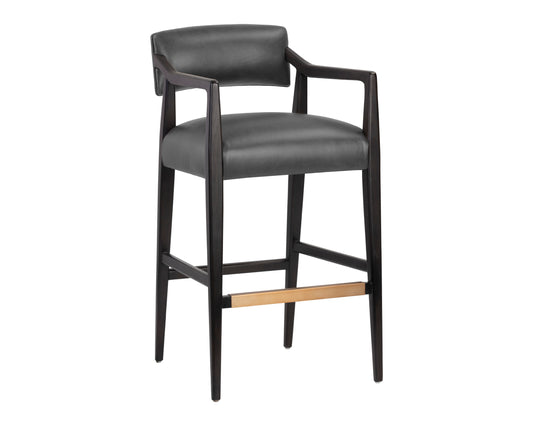 NAHLA KEAGAN BARSTOOL - BRENTWOOD CHARCOAL LEATHER