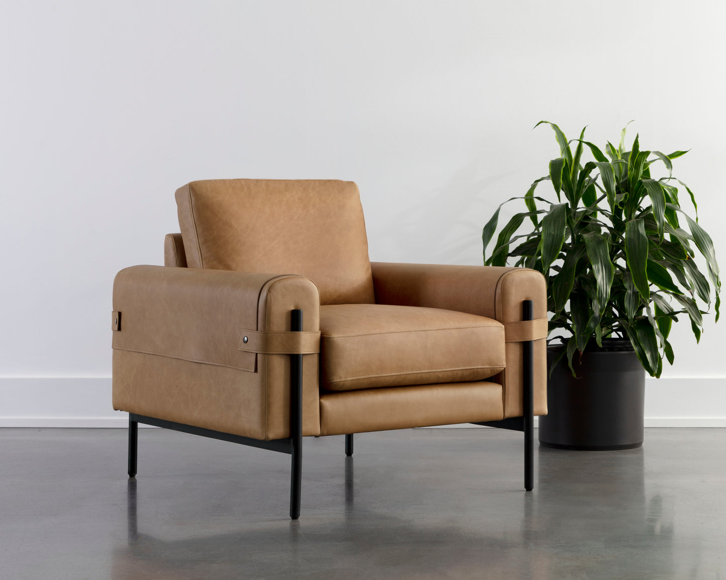 NAHLA CAMUS ARMCHAIR - LUDLOW SESAME LEATHER