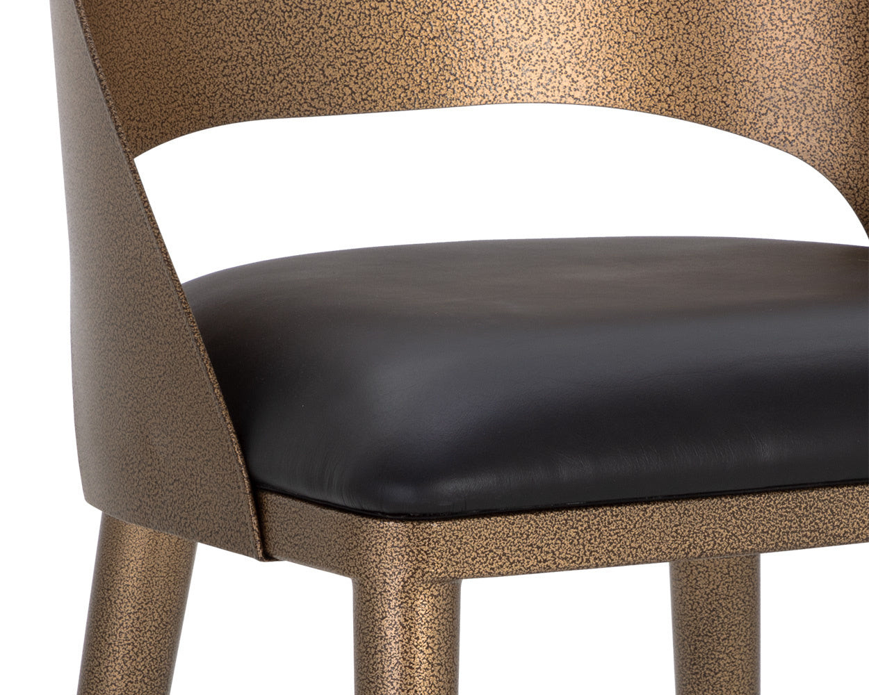 NAHLA DEZIRAE COUNTER STOOL - ANTIQUE BRASS - CHARCOAL BLACK LEATHER