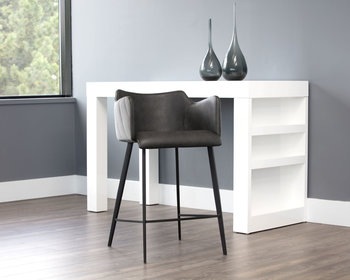 NAHLA GRIFFIN COUNTER STOOL - TOWN GREY / ROMAN GREY