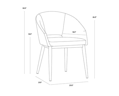 NAHLA THATCHER DINING ARMCHAIR - BLACK - DEEP GREEN SKY