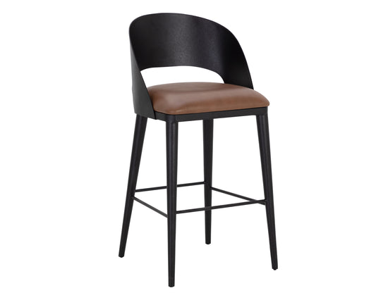 NAHLA DEZIRAE BARSTOOL - BLACK - COGNAC LEATHER
