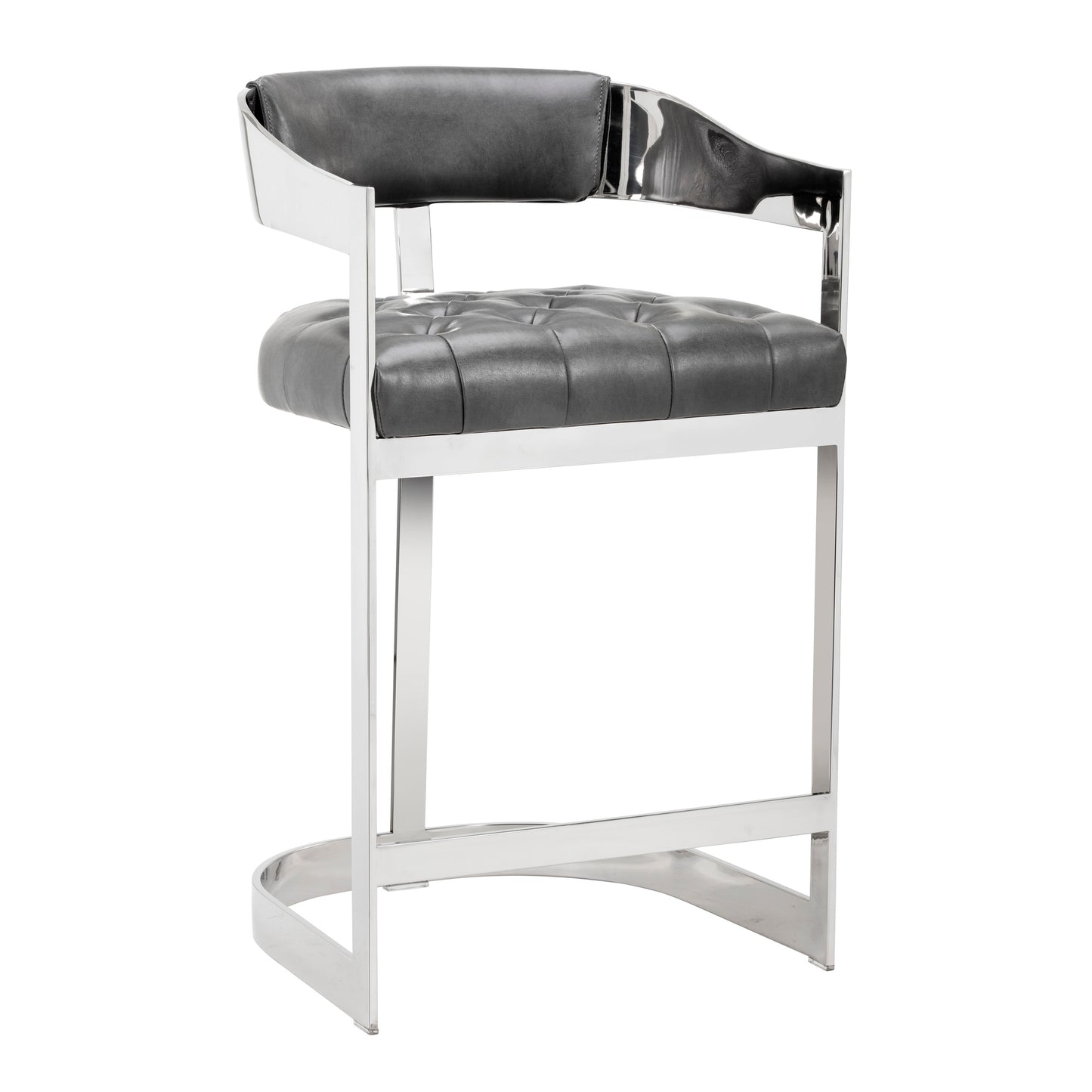 NAHLA BEAUMONT COUNTER STOOL - STAINLESS STEEL - CANTINA MAGNETITE