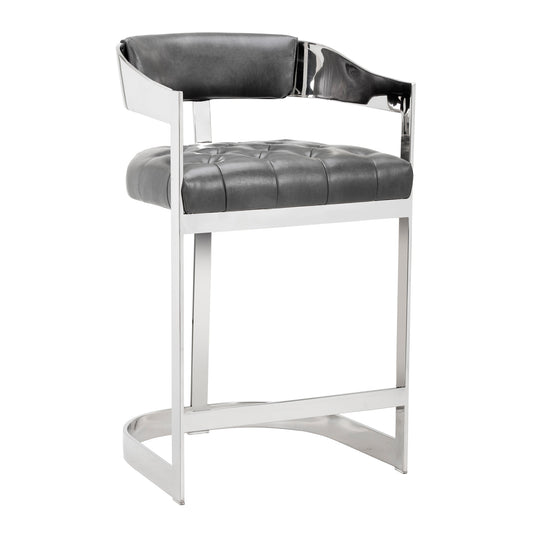 NAHLA BEAUMONT COUNTER STOOL - STAINLESS STEEL - CANTINA MAGNETITE