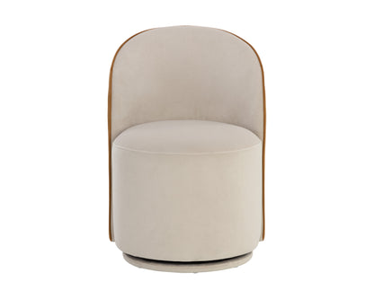 NAHLA CAVOLI SWIVEL DINING CHAIR - MEG TAUPE / MEG GOLD
