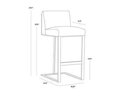 NAHLA DEAN BARSTOOL - ANTIQUE BRASS - CANTINA BLACK