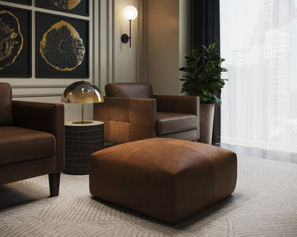 NAHLA ELIO OTTOMAN - COGNAC LEATHER