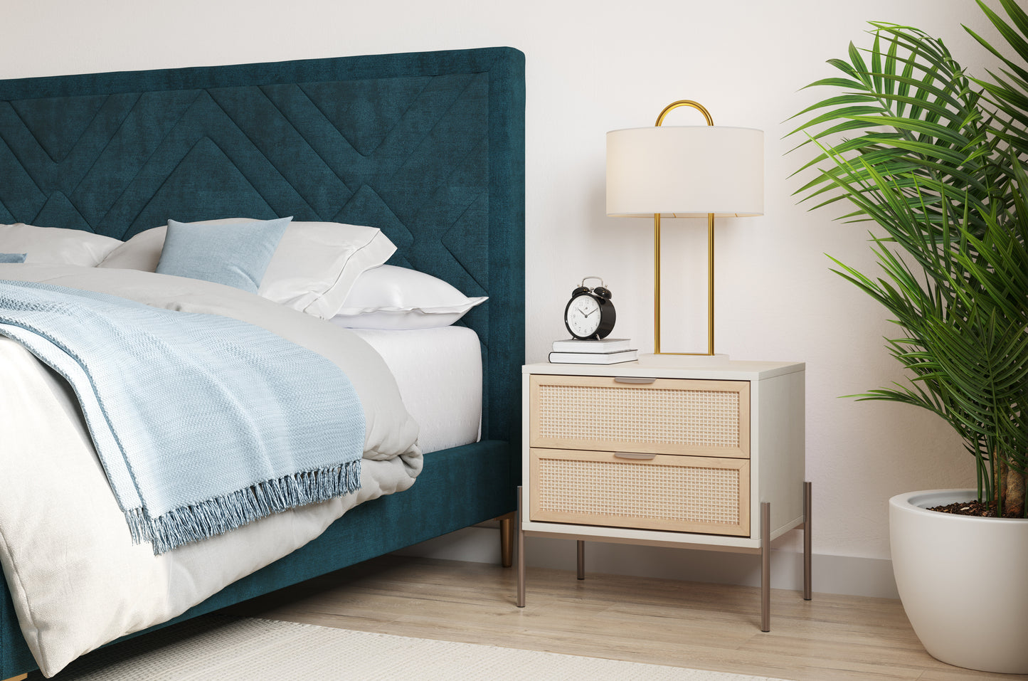 NAHLA AVIDA NIGHTSTAND - CHAMPAGNE GOLD - CREAM/NATURAL