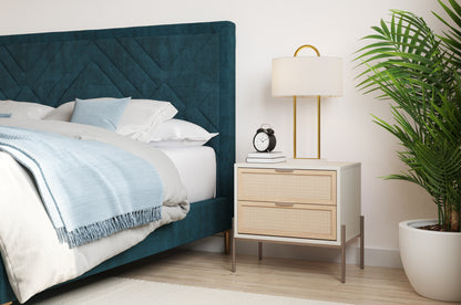 NAHLA AVIDA NIGHTSTAND - CHAMPAGNE GOLD - CREAM/NATURAL