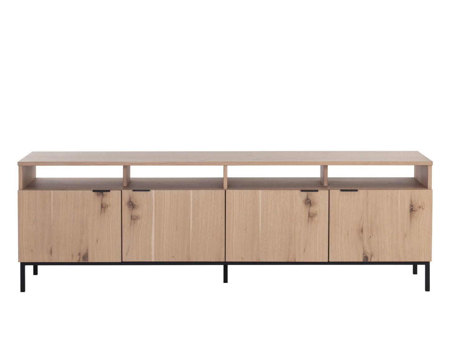 NAHLA AMBROSE MODULAR MEDIA CONSOLE AND CABINET - RUSTIC OAK - BLACK