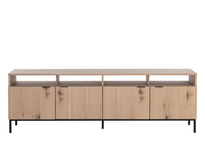 NAHLA AMBROSE MODULAR MEDIA CONSOLE AND CABINET - RUSTIC OAK - BLACK