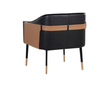 NAHLA CARTER LOUNGE CHAIR - NAPA BLACK / NAPA COGNAC