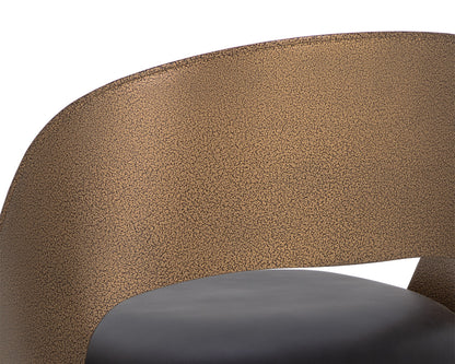 NAHLA DEZIRAE COUNTER STOOL - ANTIQUE BRASS - CHARCOAL BLACK LEATHER
