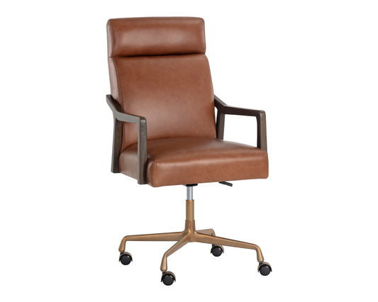 NAHLA COLLIN OFFICE CHAIR - BROWN - SHALIMAR TOBACCO LEATHER
