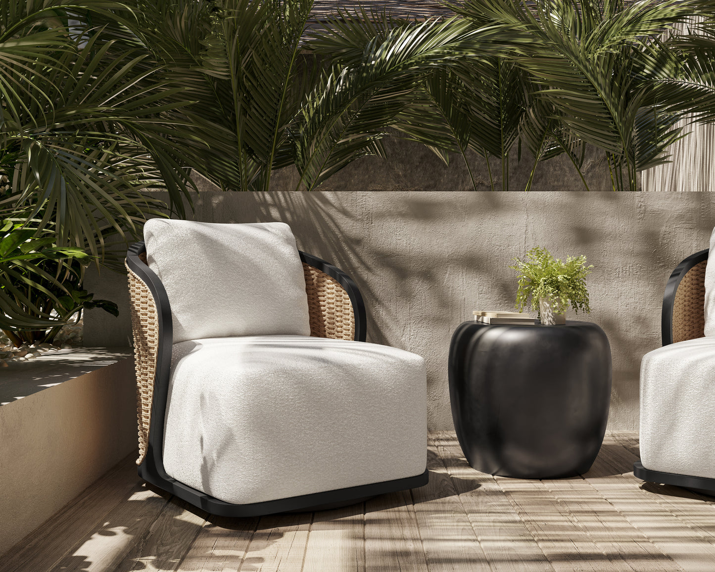 NAHLA BORA SWIVEL LOUNGE CHAIR - LOUIS CREAM